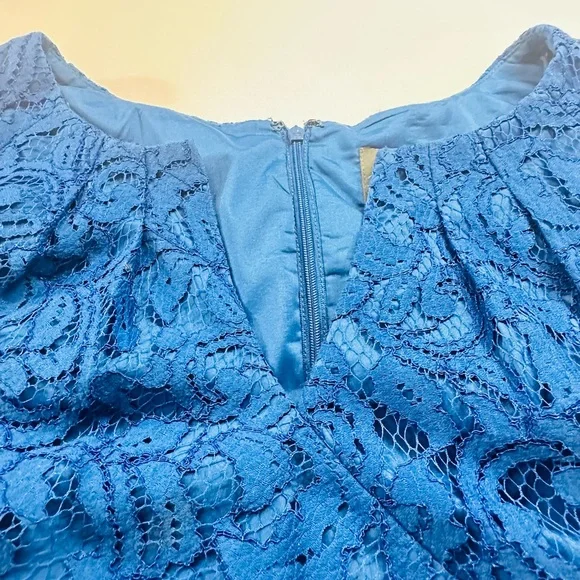 Adrianna Papell Women's Blue Lace Sheath Sz14 Cocktail dress - Picture 6 of 9